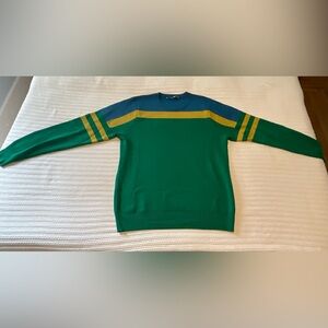 MR TURK 100% Merino wool, colorblock knit sweater XL